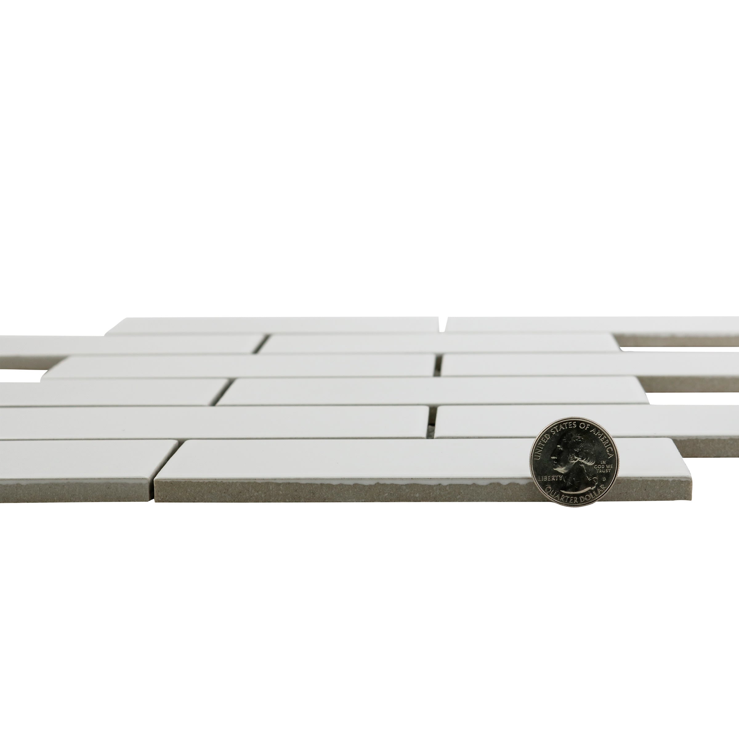 Bedrosians Zenia 2" x 6" Porcelain Floor and Wall Mosaic in Milky Way | Item Code DECZENMIW26GMO