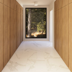 Bedrosians Magnifica The Thirties 30" x 30" - 8mm Honed Porcelain Tile in Calacatta Super White | Item Code DOLMAGCAL3030-8H