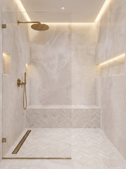 Bedrosians Magnifica Era 1" x 4" - 8mm Honed Herringbone Porcelain Mosaic Tile in Crystal Onyx | Item Code 100011626