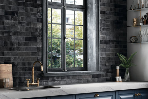 Cloé 2.5" x 8" Glossy Ceramic Tile in Black