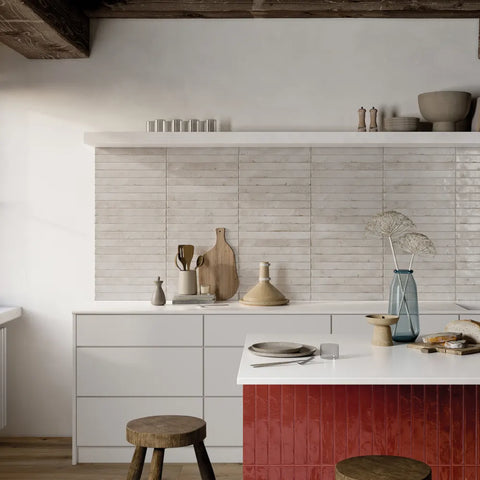 Chroma 2" x 18" Glossy Porcelain Field Tile in Light Grey