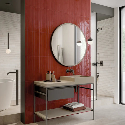 Chroma 2" x 18" Glossy Porcelain Field Tile in Red