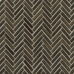 90 1/2" x 2" Herringbone Porcelain Mosaic Tile in Shadow