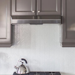 90 1/2" x 2" Herringbone Porcelain Mosaic Tile in White