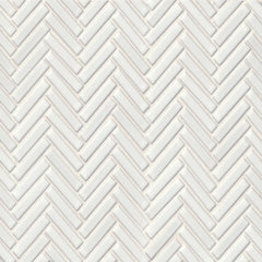 90 1/2" x 2" Herringbone Porcelain Mosaic Tile in White