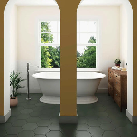 Makoto 10" x 11.5" Hexagon Matte Porcelain Tile in Midori Green