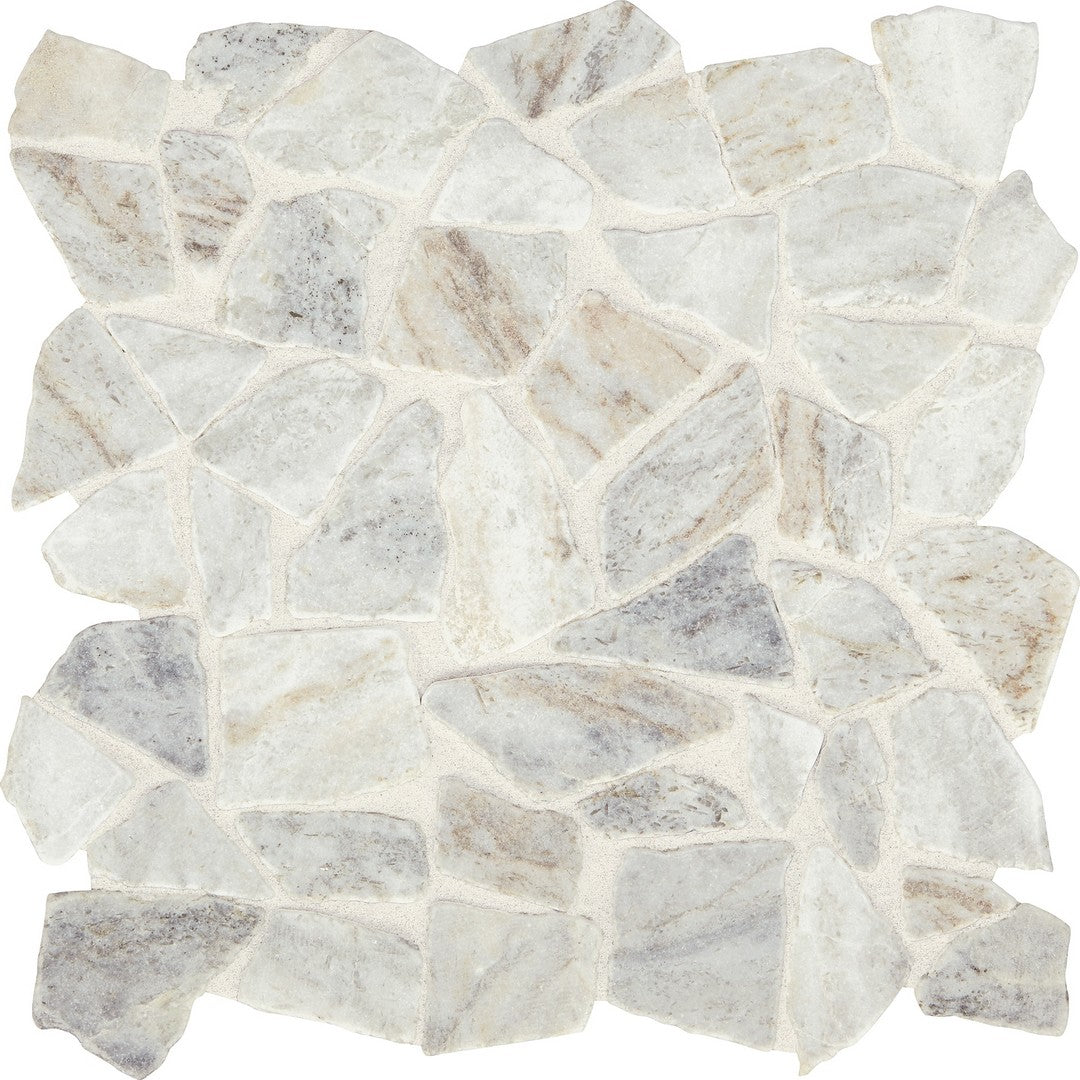 Marazzi Predella Irregular Shape River Pebble, Tumbled, Mix - Lumen White