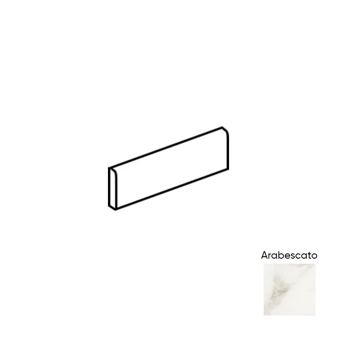 Marazzi Marble Obsession 3X24 P43F9, Bullnose, Polished - Arabescato