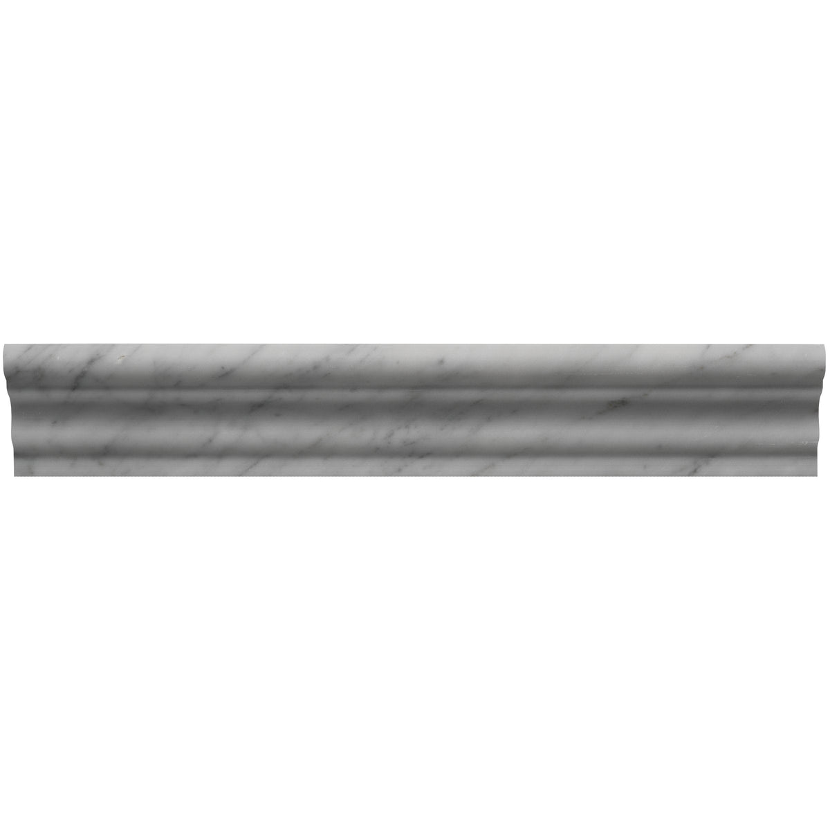 Bedrosians Calacatta 2" x 12" Honed Chair Rail Marble Tile in White | Item Code MRBCALOROCHAIR