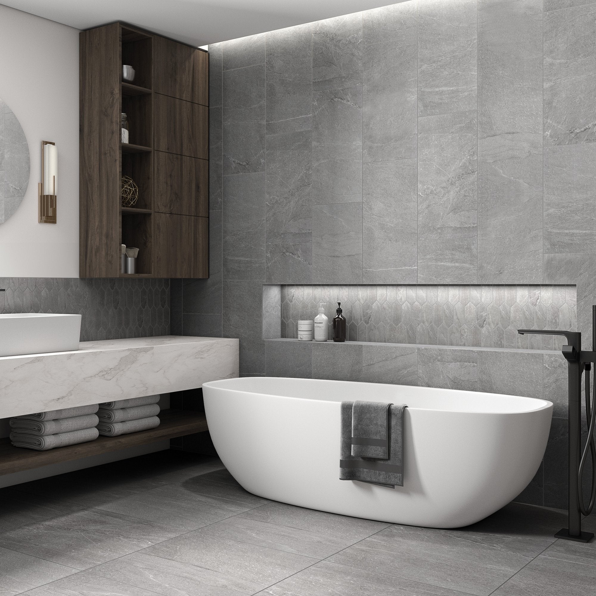 Marazzi Marble Obsession Grigio, Arabesque, 6, Matte | SKU MB226ARAB1P2