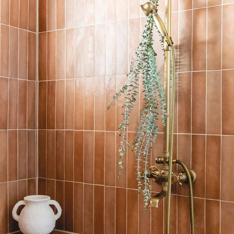 Makoto 2.5" x 10" Matte Ceramic Wall Tile in Umi Terracotta