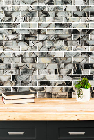 MIDNIGHT AGATE SUBWAY GLASS 2x6