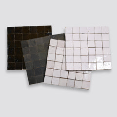 Bedrosians Zagora 2" x 2" Glossy Zellige Mosaic Tile in Neige Blanc | Item Code 100003238