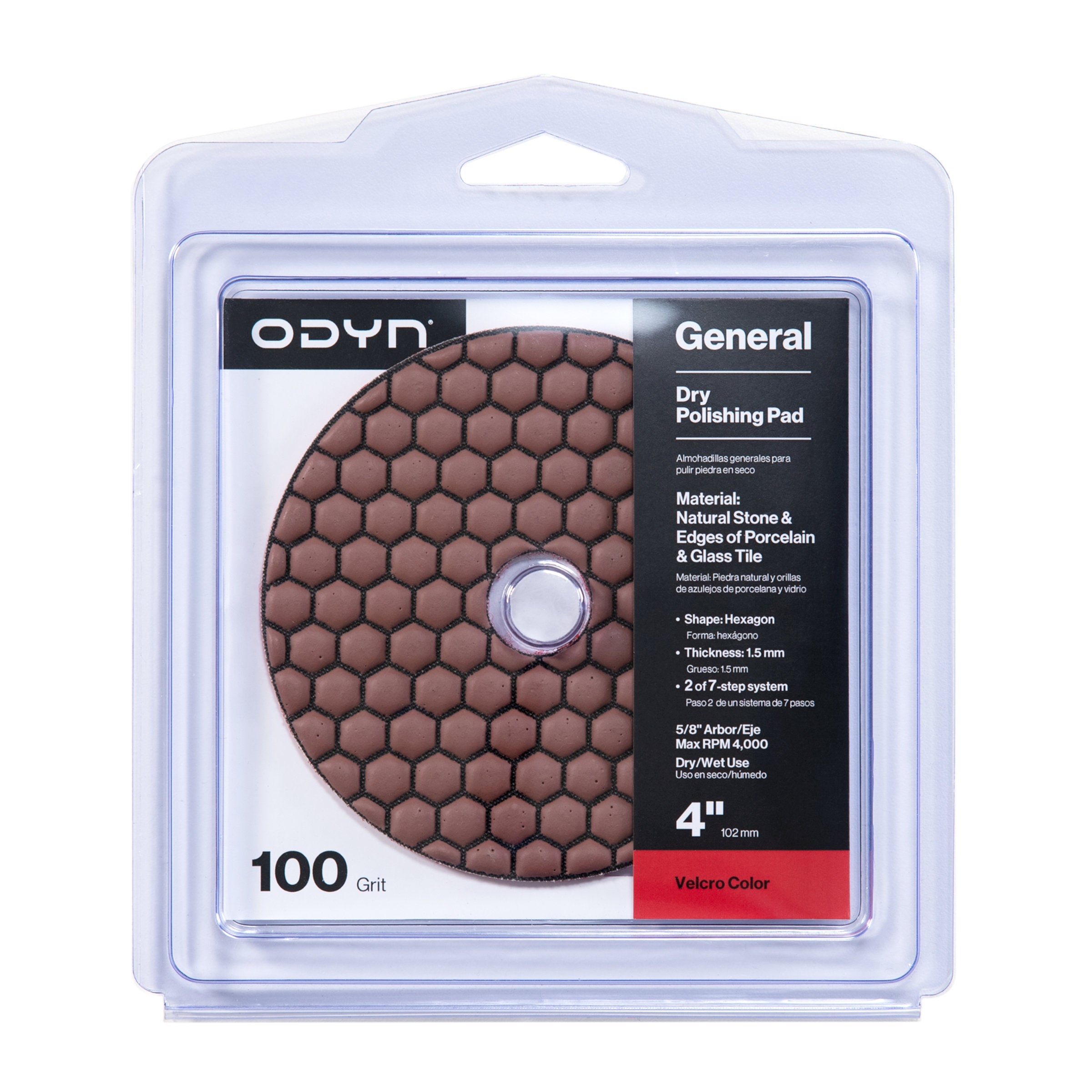 Bedrosians ODYN General Dry Polishing Pad 4" x 5/8" - 100 Grit | Item Code ODYPADDRY4-100ST