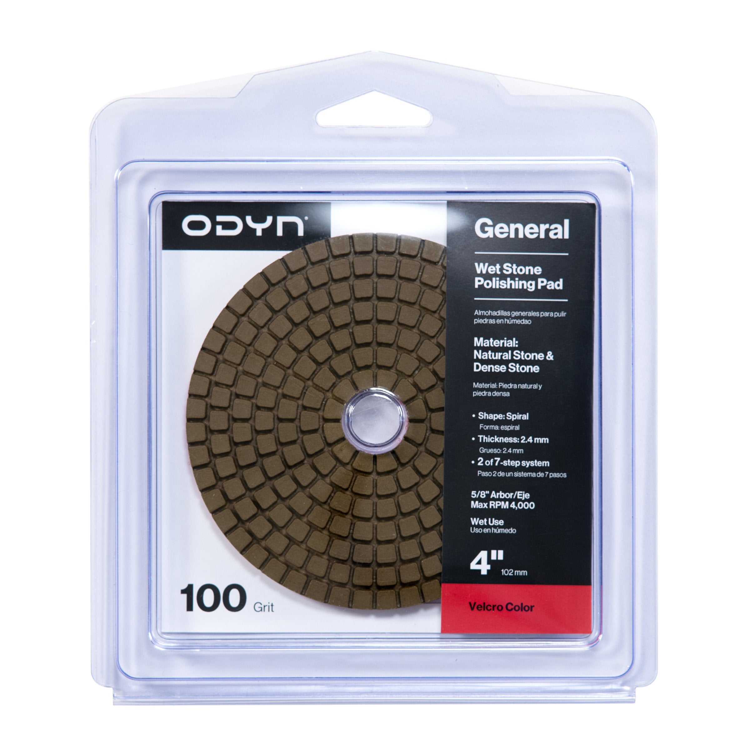 Bedrosians ODYN General Wet Stone Polishing Pad 4" x 5/8" - 100 Grit | Item Code ODYPADWET4-100ST