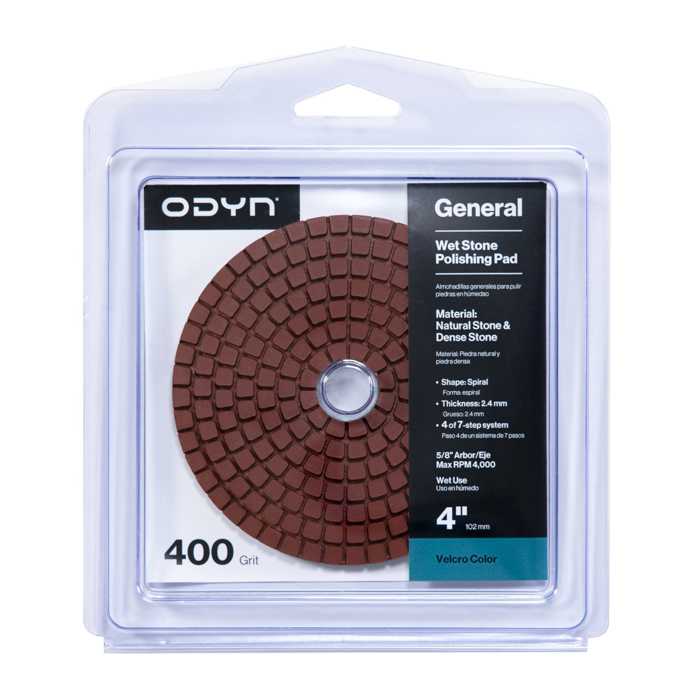 Bedrosians ODYN General Wet Stone Polishing Pad 4" x 5/8" - 400 Grit | Item Code ODYPADWET4-400ST