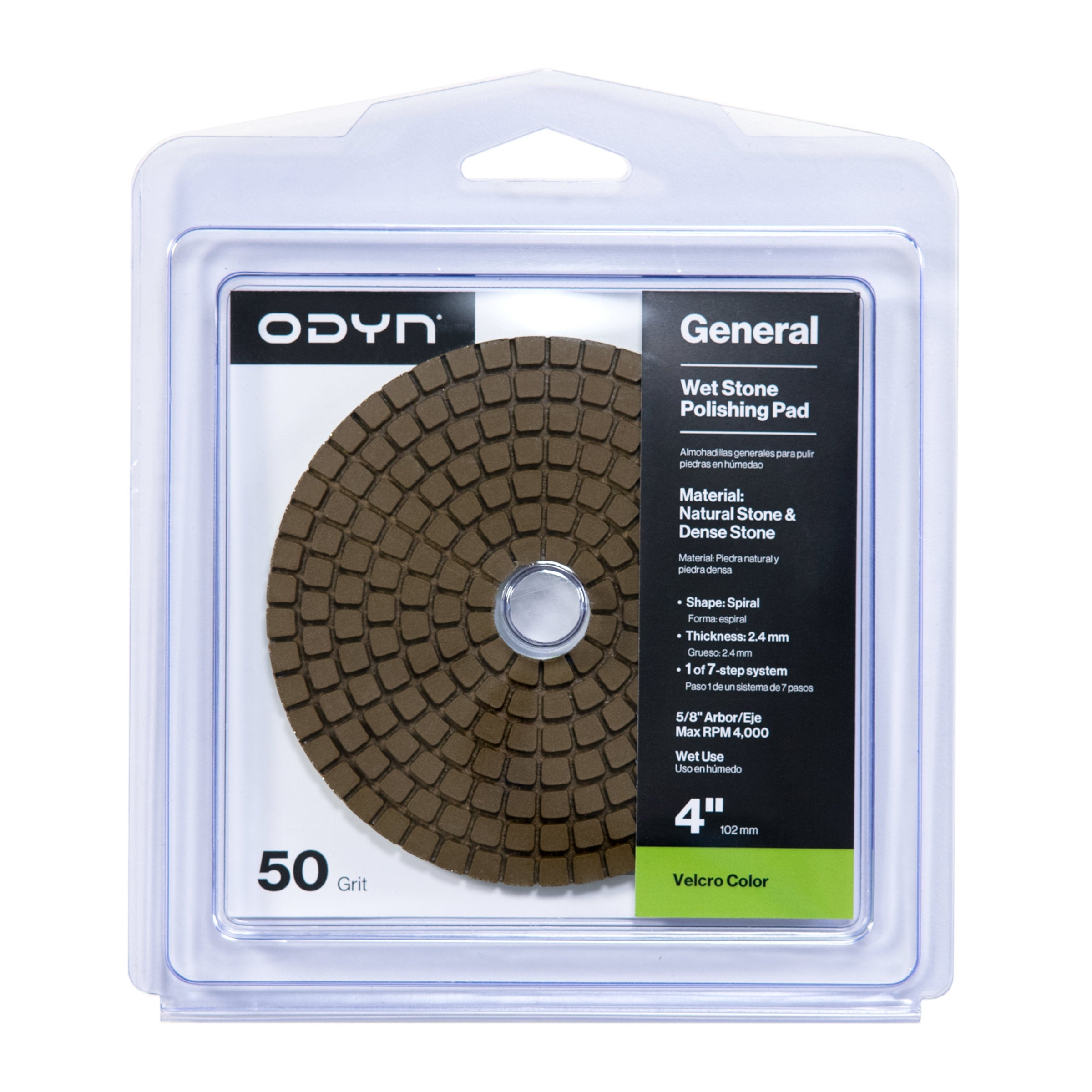 Bedrosians ODYN General Wet Stone Polishing Pad 4" x 5/8" - 50 Grit | Item Code ODYPADWET4-50ST