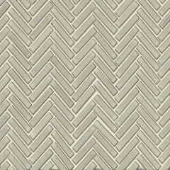 90 1/2" x 2" Herringbone Porcelain Mosaic Tile in Putty
