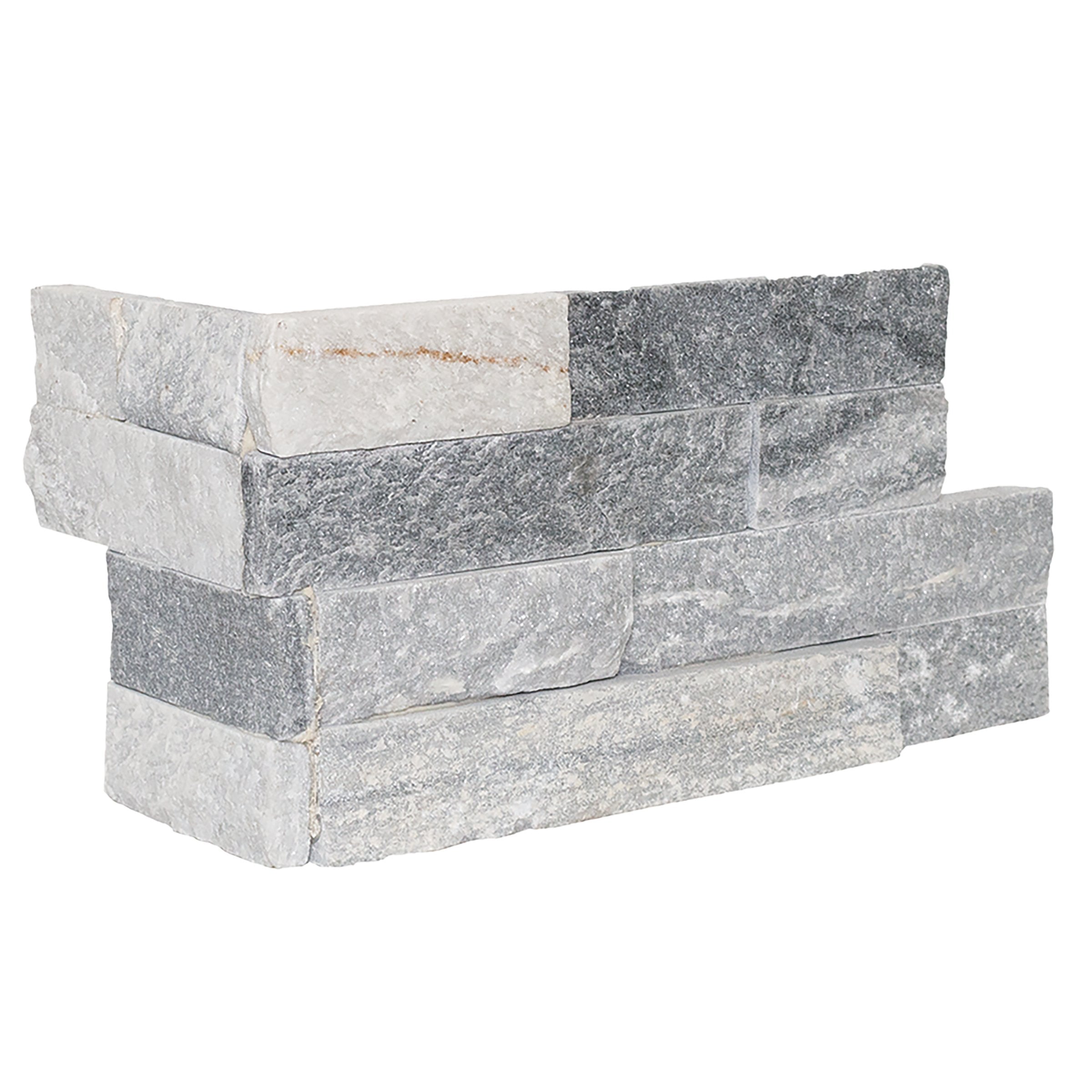 Bedrosians Alpine Grey 6" x 24" Natural Cleft Slate Ledger Corner | Item Code SLTALPGRYLEDCNR