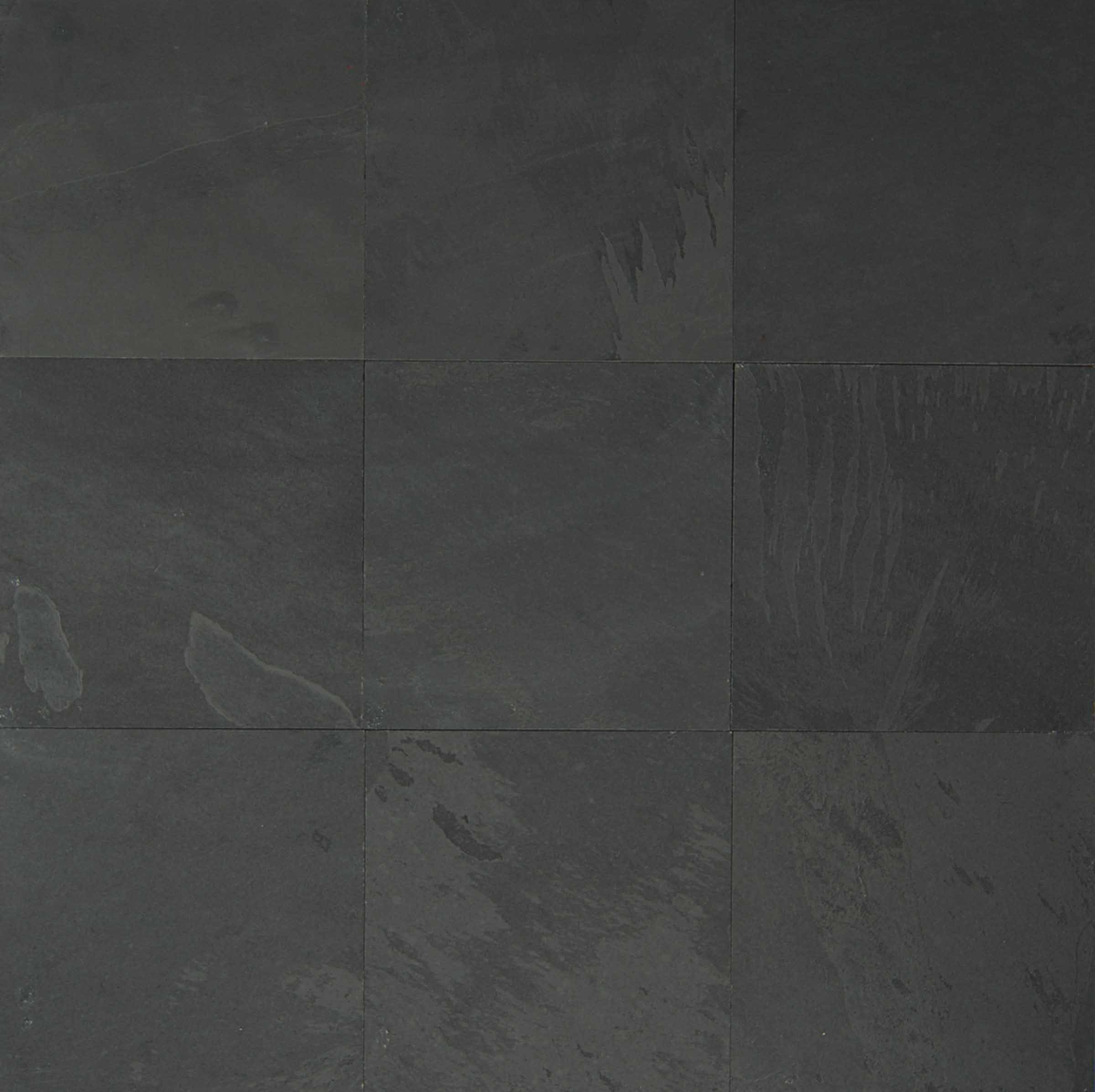 Bedrosians Black Pearl Natural Cleft Slate Tile (16x16) - Gauged Black Slate Floor and Wall Tile | Item Code SLTBLKPRL1616G