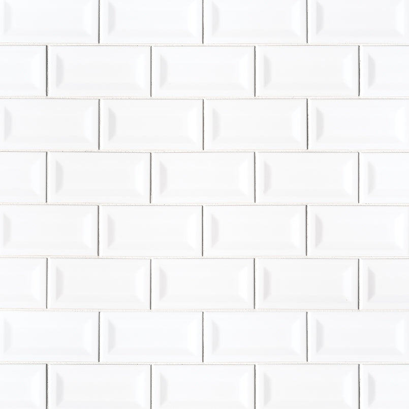 WHITE GLOSSY 3X6 INVERTED BEVELED