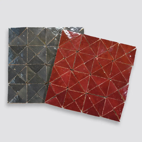 Zagora Triangle Glossy Zellige Mosaic Tile in Rouge