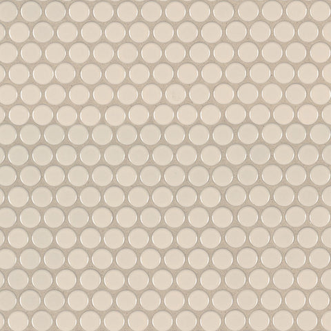 ALMOND GLOSSY PENNY ROUND MOSAIC