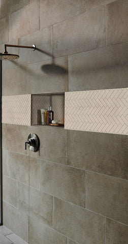 ALMOND GLOSSY HERRINGBONE MOSAIC 1x3