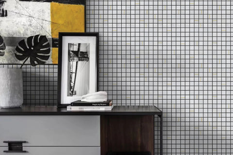 Ferrara 1" x 1" Honed Marble Mosaic Tile with Brass in Bianco