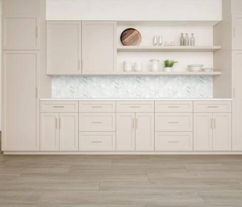Ferrara Honed Chevron Marble Mosaic Tile in Bianco
