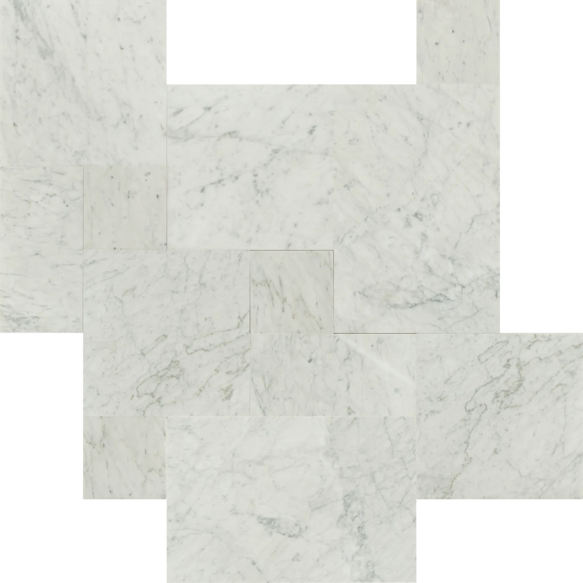 White Carrara 0.5" Honed Versailles Pattern