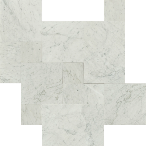 White Carrara 0.5" Honed Versailles Pattern
