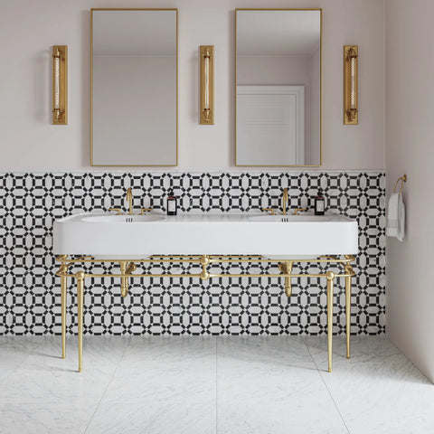 Matisse Mosaic 1 Marble Blend in White Carrara & Nero Marquina