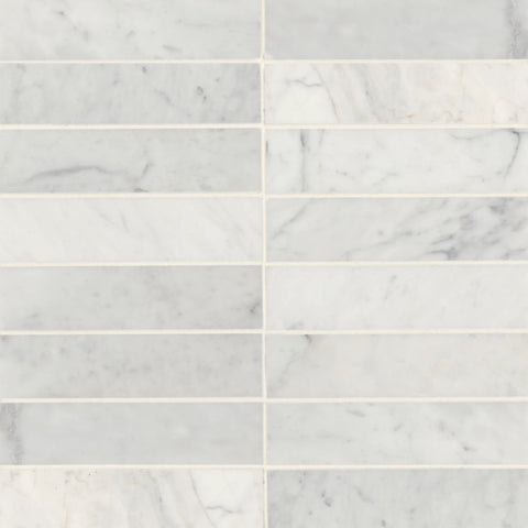 Monet 2" x 8" Honed Marble Decorative Tile in White Carrara
