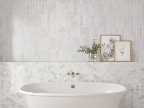 Monet 2" x 8" Honed Marble Decorative Tile in Oriental White