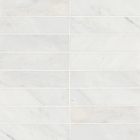 Monet 2" x 8" Honed Marble Decorative Tile in Oriental White