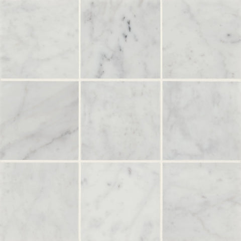 Monet 4" x 4" Honed Marble Decorative Tile in White Carrara