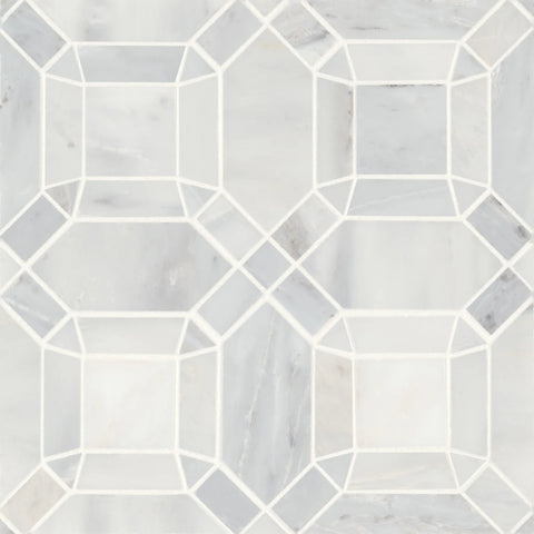Monet Honed Marble Mosaic 1 Tile in Oriental White