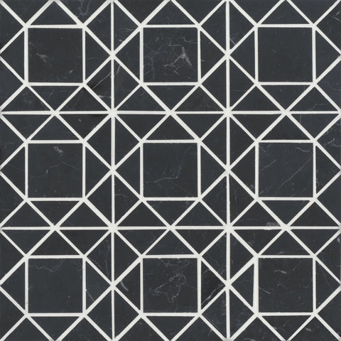 Monet Honed Marble Mosaic 2 Tile in Nero Marquina