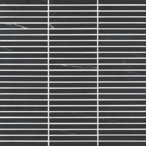 Monet Honed Marble Mosaic 3 Tile in Nero Marquina