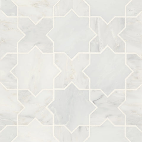 Monet Honed Marble Mosaic 6 Tile in Oriental White