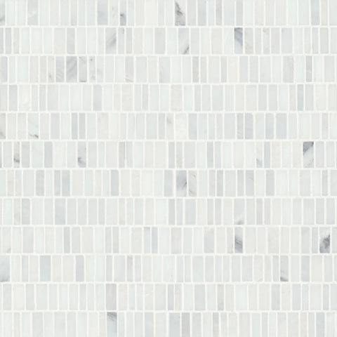 Monet Honed Marble Mosaic 7 Tile in Oriental White