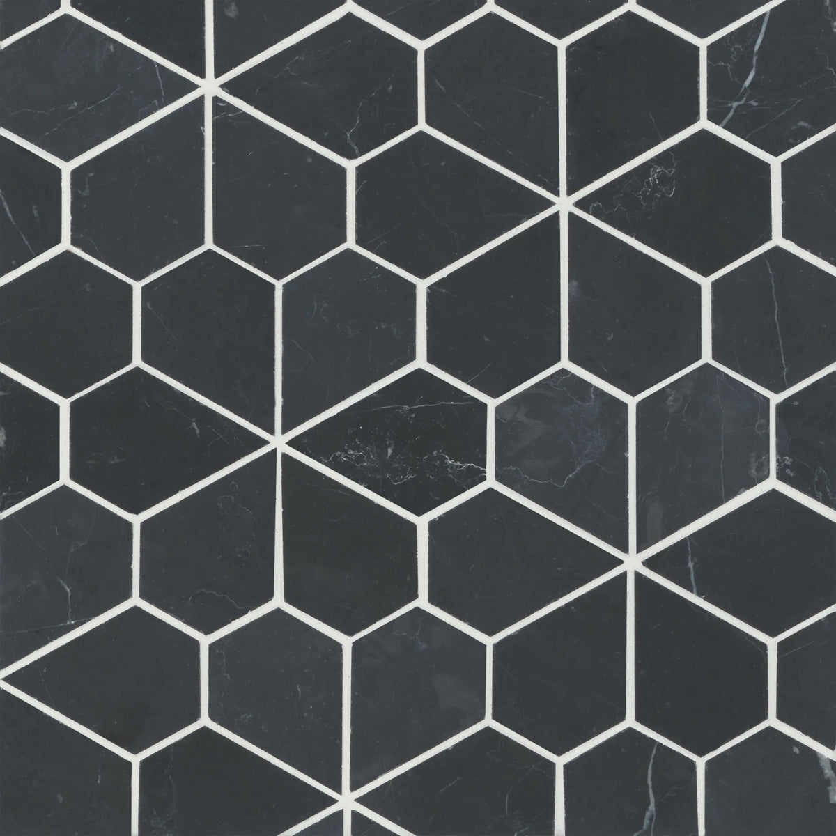 Monet Honed Marble Mosaic 9 Tile in Nero Marquina