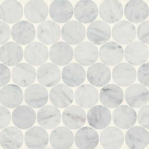 Monet Honed Marble Mosaic 10 Tile in White Carrara