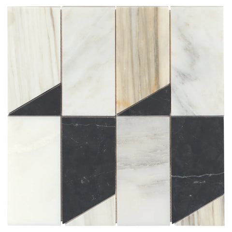 Modni Jett Honed Marble Mosaic Tile in Warm Blend