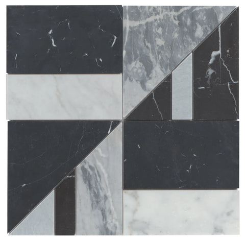 Modni Lennox Honed Marble Mosaic Tile in Cool Blend