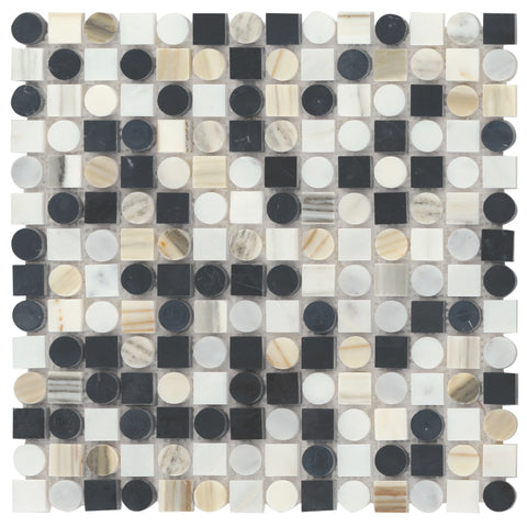 Modni Monroe Honed Marble Mosaic Tile in Warm Blend