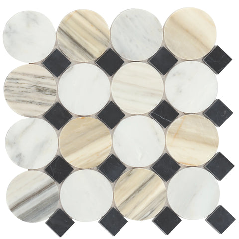 Modni Emery Honed Marble Mosaic Tile in Warm Blend