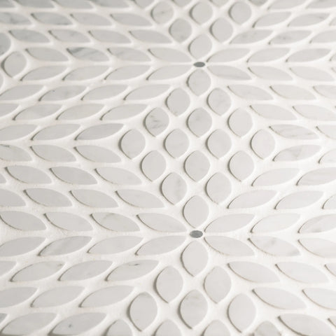 Celeste Honed Marble Blend Mosaic Tile in White Carrara & Bardiglio