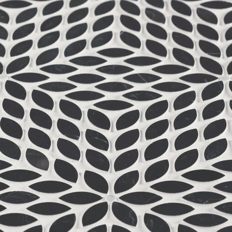 Celeste Honed Marble Blend Mosaic Tile in Nero Marquina & Calacatta Losanna